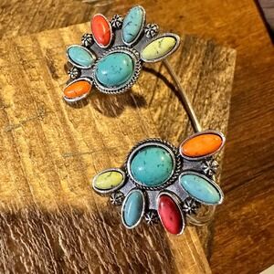 Southwestern-Inspired‎ Bohemian Open Bangle with Multicolor Stones, Gift-Ready B
